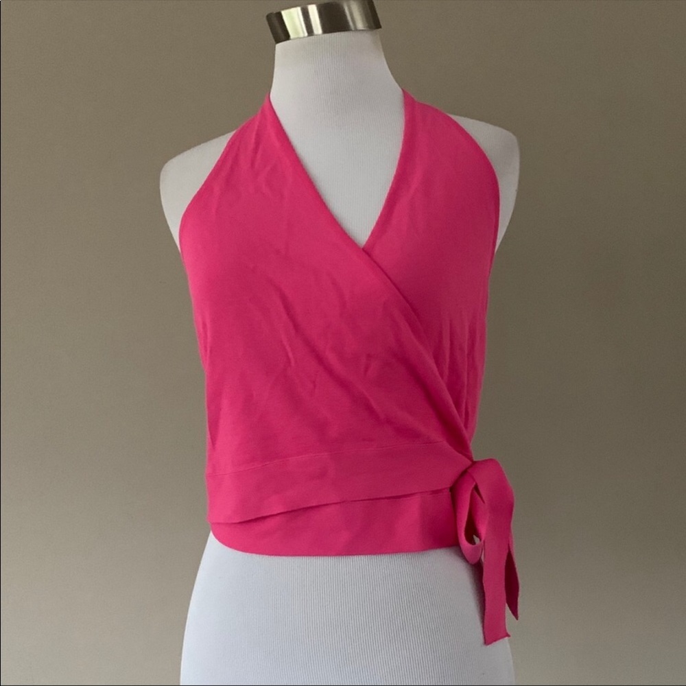 ESCADA wrap halter top size 38 pink tie waist